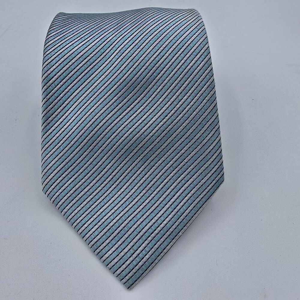 Mens Necktie Croft & Barrow NeckTie Blue White Geometric 58" x 4" Vintage